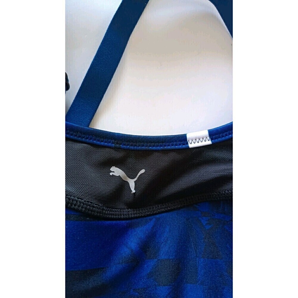 PUMA Sports Bra Size Medium Powershape Future Mid Impact Black Blue Strappy - Picture 13 of 13